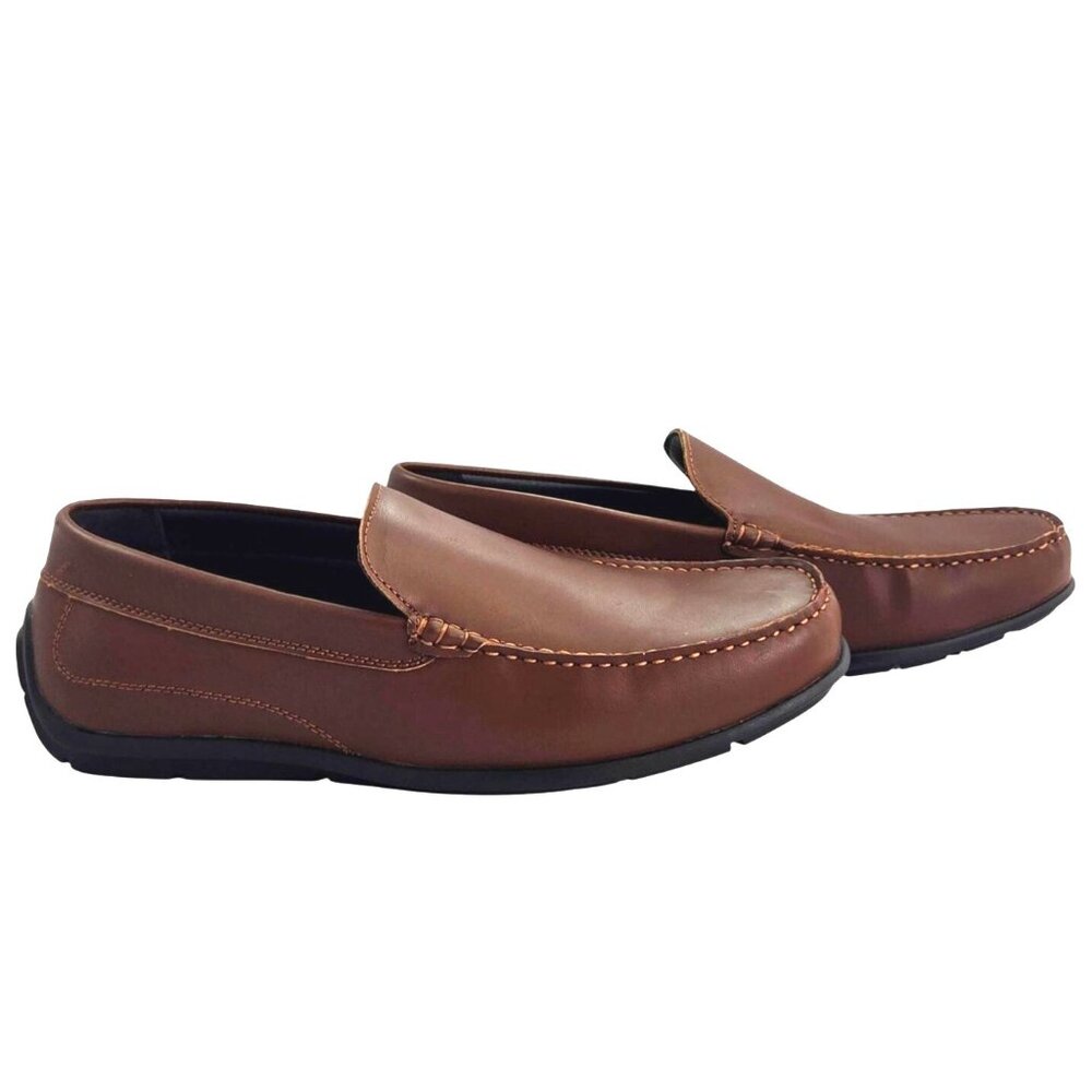 David Stone Neville Mens Cognac Brown Slip-On Loafers Size 11 D